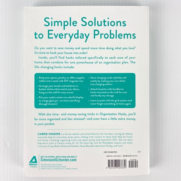 Organization Hacks Book by Carrie Higgins Paperback DIY - Picture 2 of 8